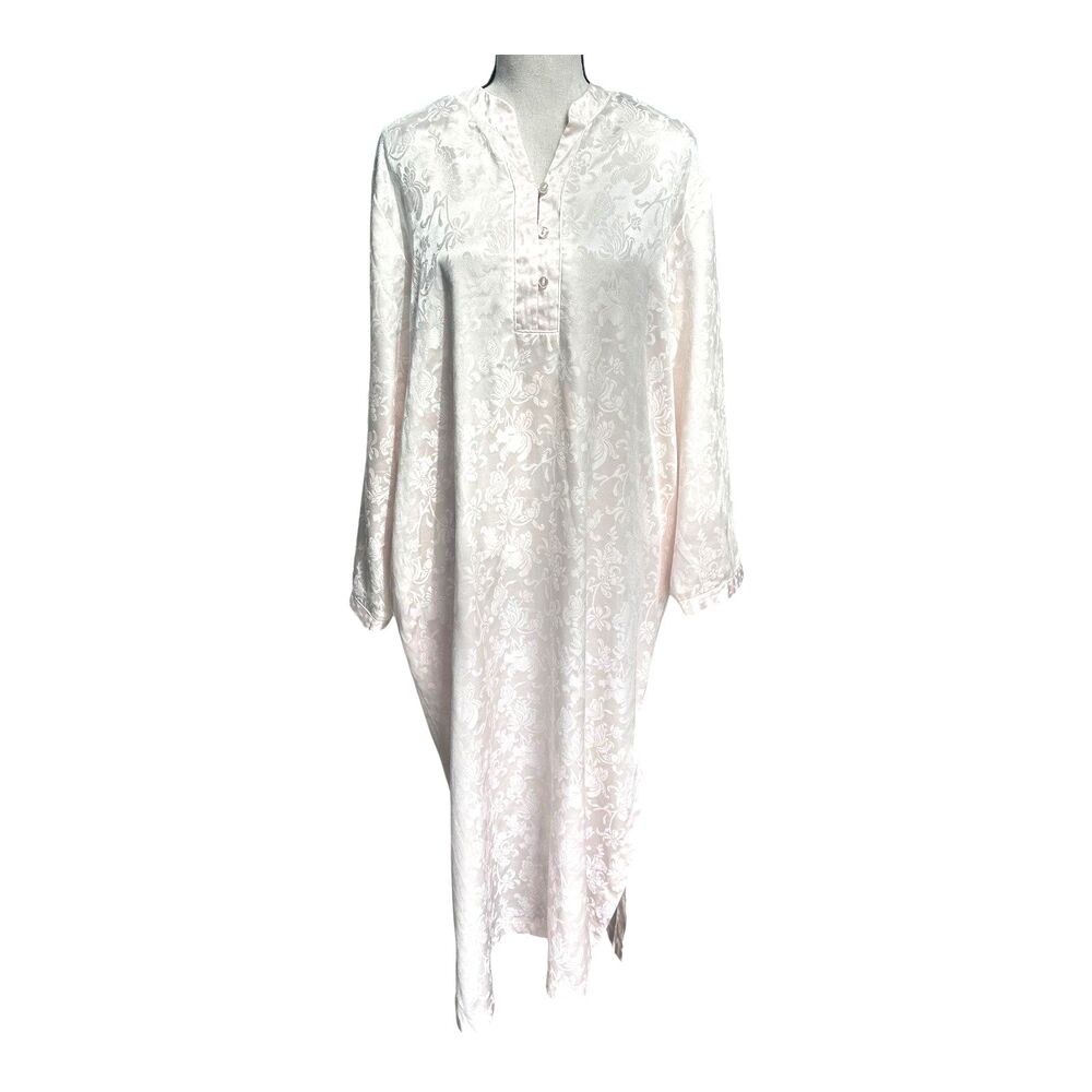 Vintage Y2K Oscar de la Renta Pink Label Satin Jacquard Bridal Nightgown XL